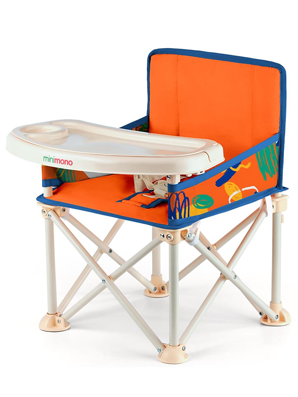 Büyük Boy Katlanır Portatif Mama Sandalyesi - Turuncu Standart-7