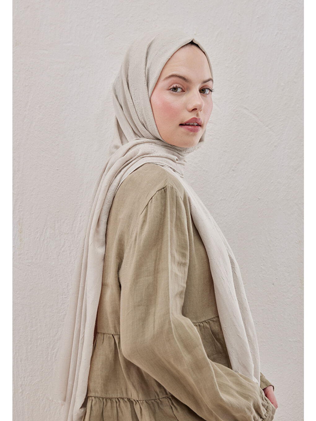 Bej Bambu Şal Fildişi-3