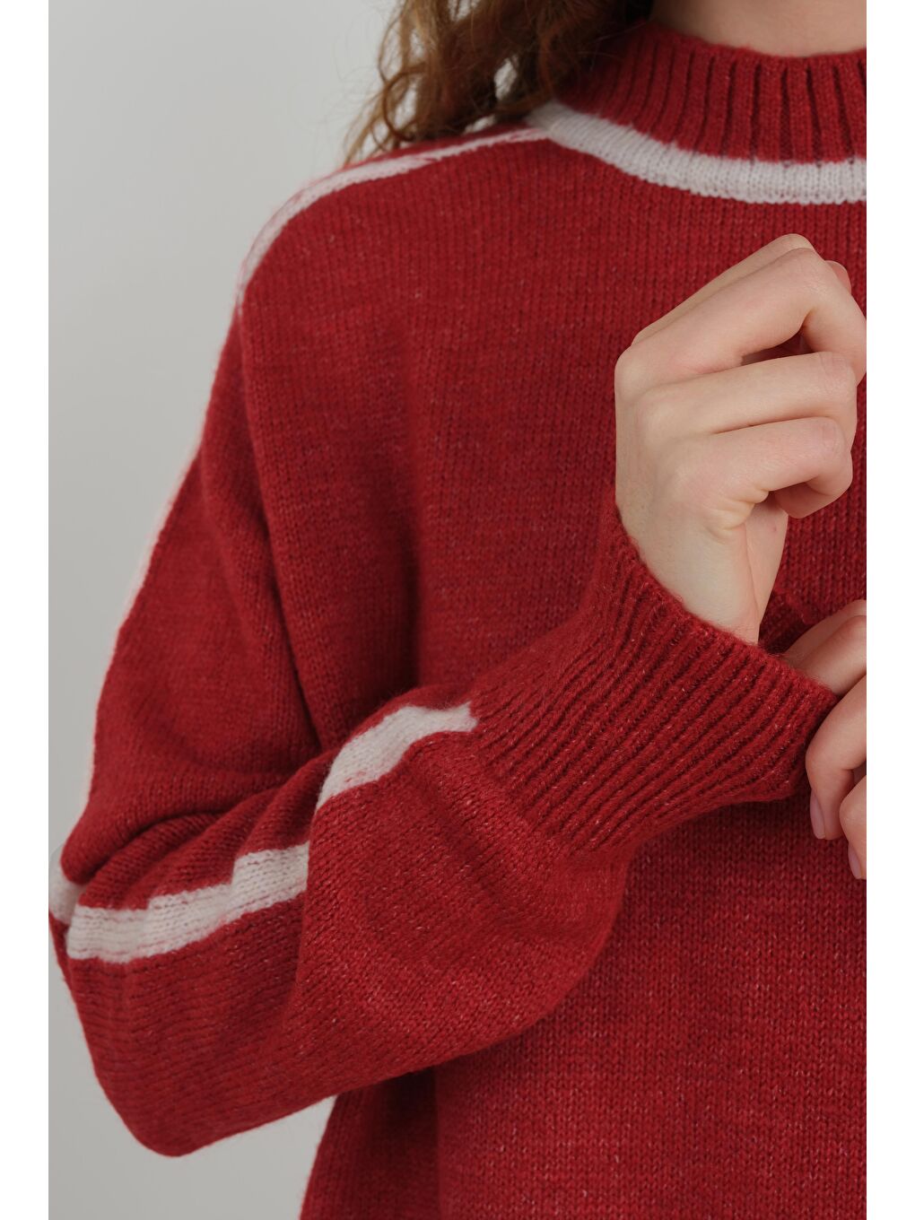 Yarım Balıkçı Yaka Triko Kazak Kırmızı-3