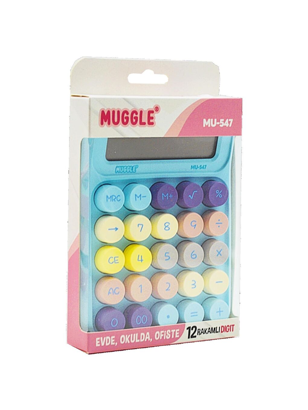 MU-547 Masaüstü 12 Haneli Pilli Hesap Makinesi Mavi-1
