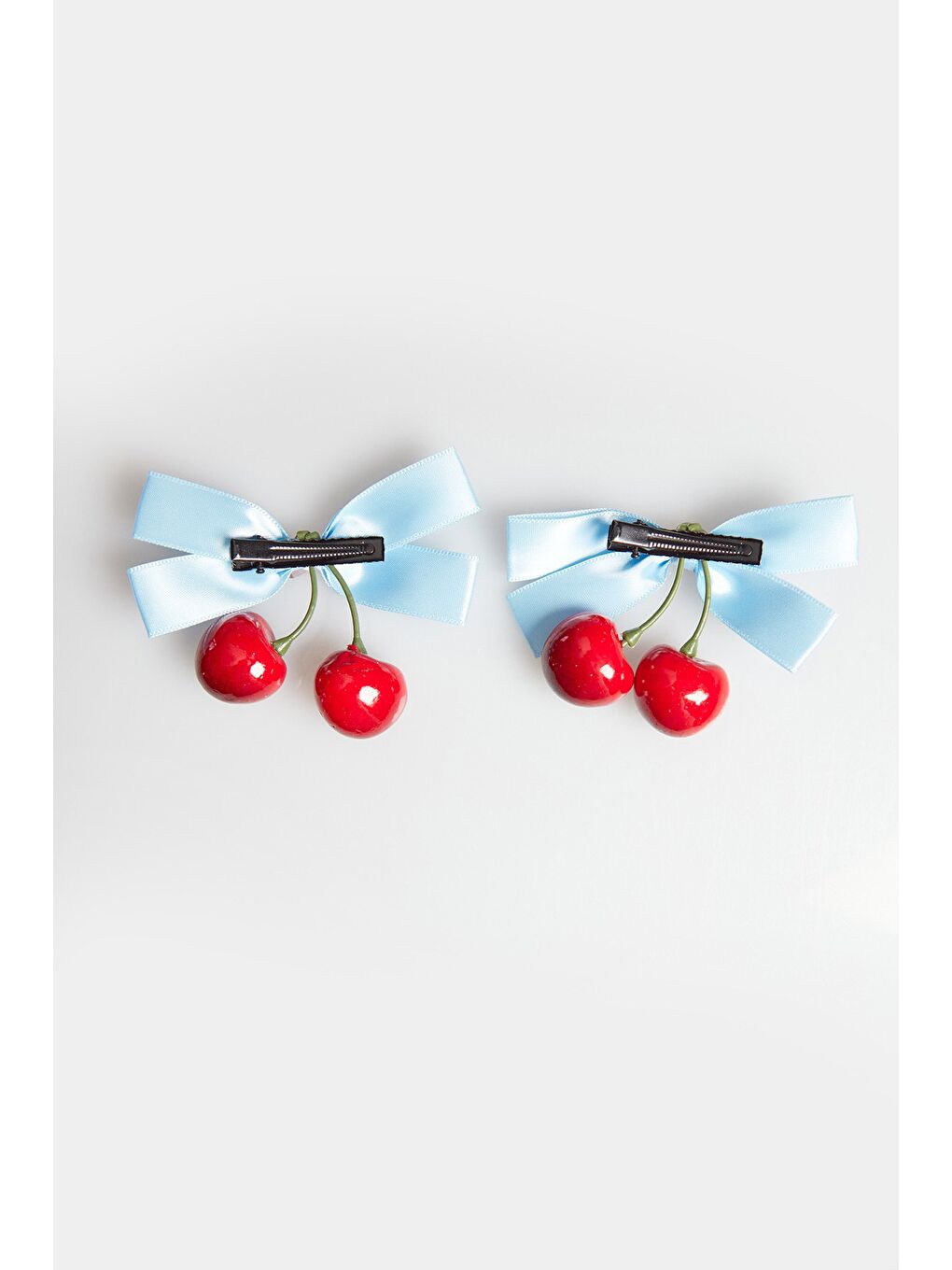 Mavi Fiyonk Ve Kiraz Figürlü Kız Çocuk Toka-2