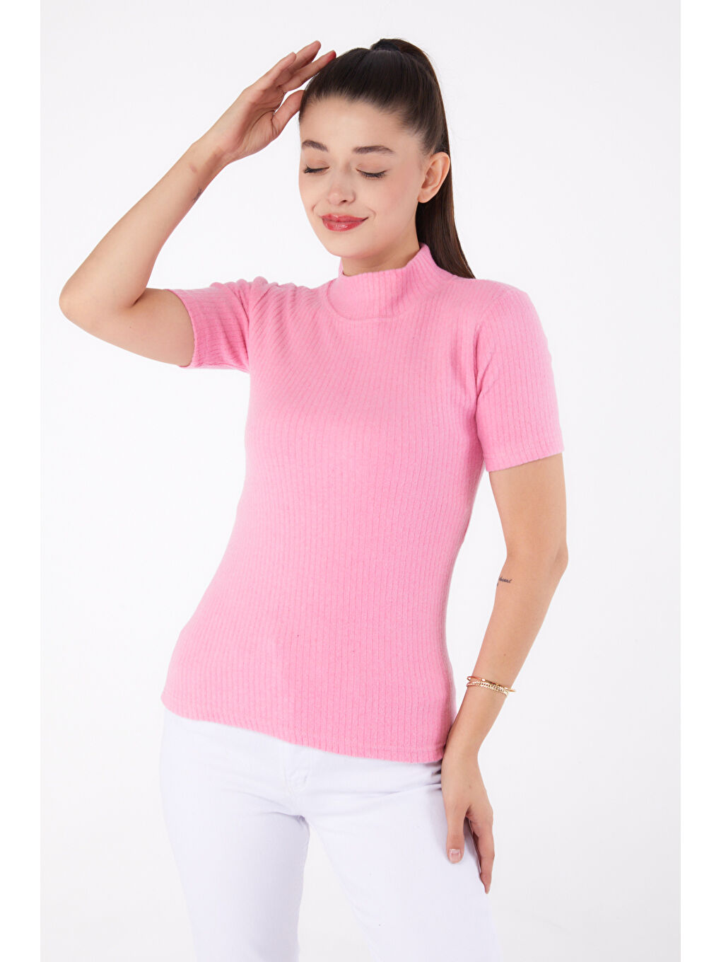 Kısa Kollu Bluz Pembe - 26315-2