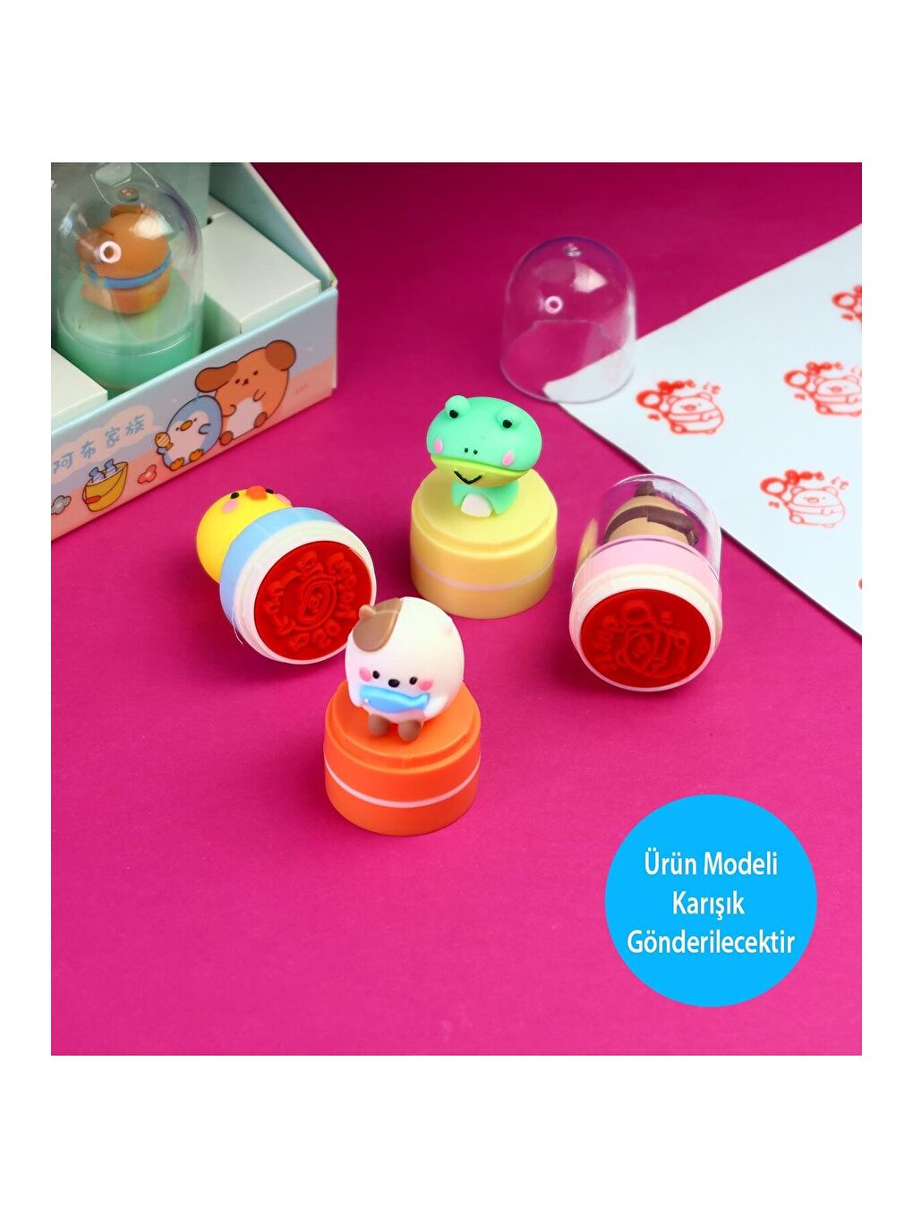 Kawaii Mini Karakterli Mühür – Sevimli Desenli Tekli Kaşeleme Mühürü (1 Adet)-1