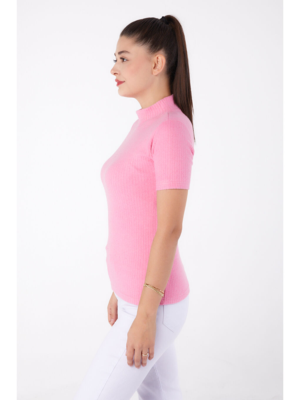 Kısa Kollu Bluz Pembe - 26315-3