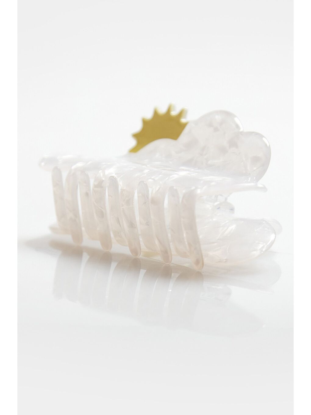 Beyaz Bulut Figürlü Kemik Mandal Toka-1