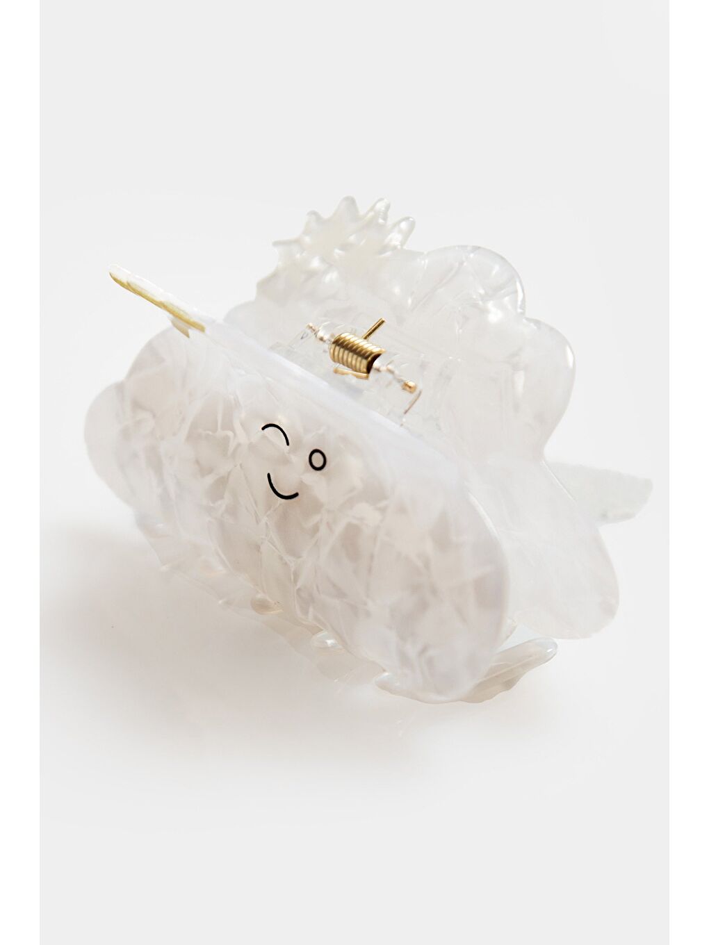 Beyaz Bulut Figürlü Kemik Mandal Toka-2