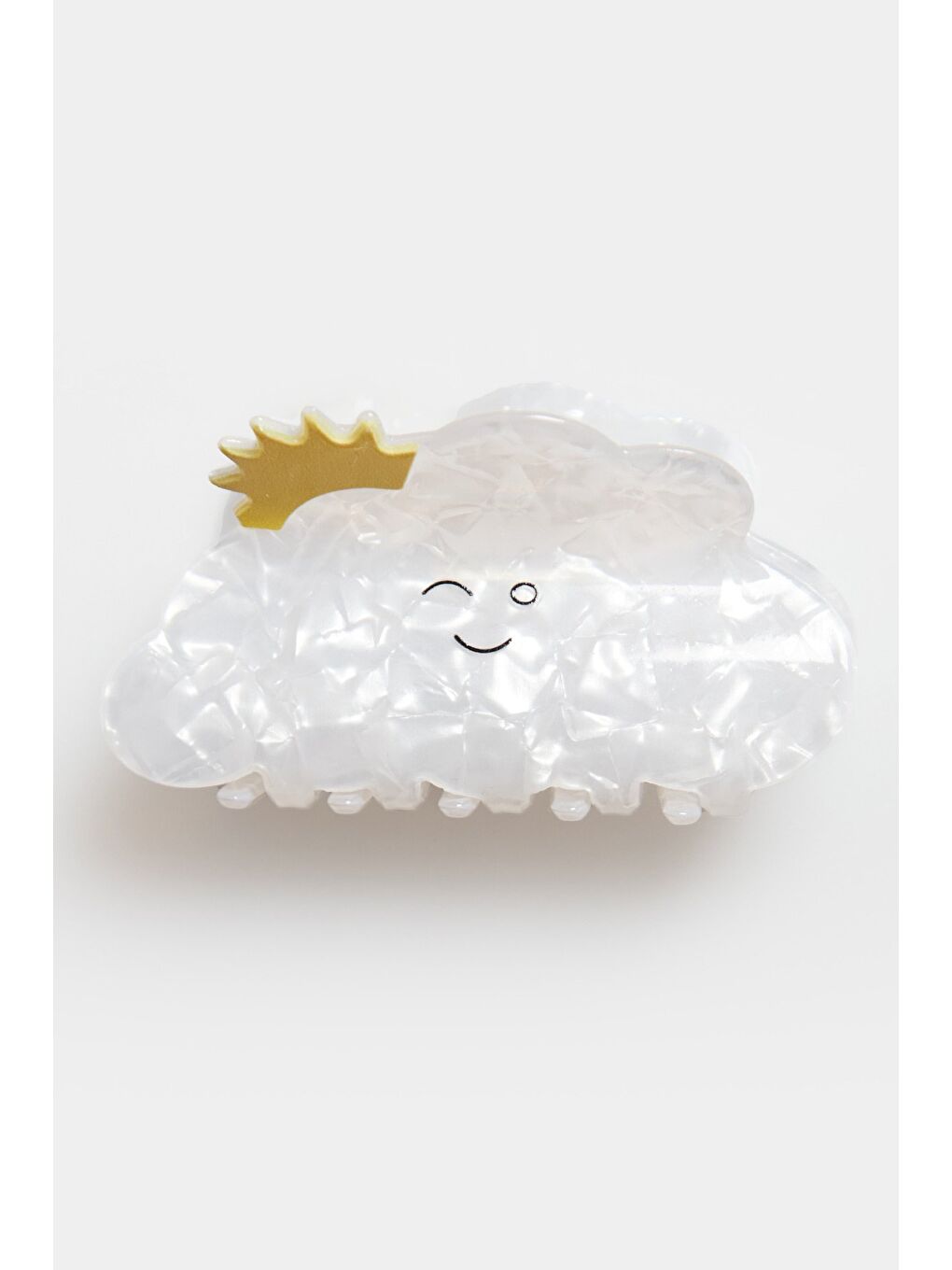 Beyaz Bulut Figürlü Kemik Mandal Toka-3