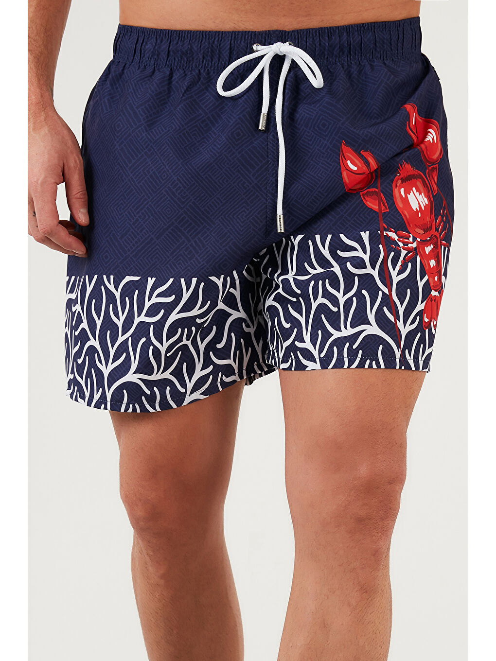 Mavi Belden Bağlamalı Deniz Şortu Cepli Erkek Mayo Short 3800907-1