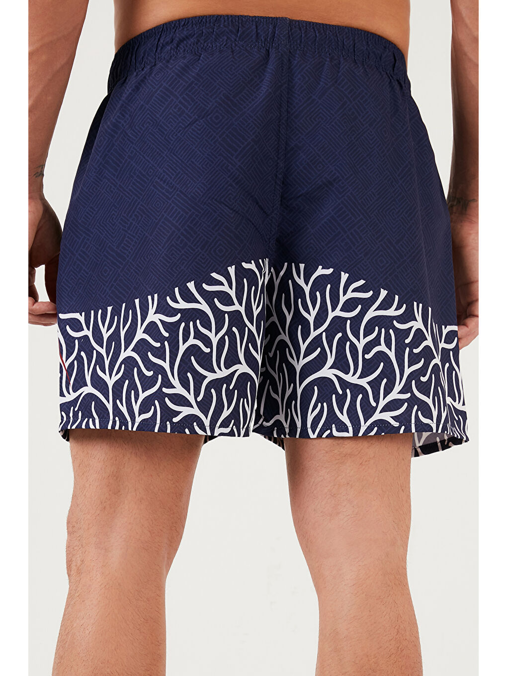 Mavi Belden Bağlamalı Deniz Şortu Cepli Erkek Mayo Short 3800907-2