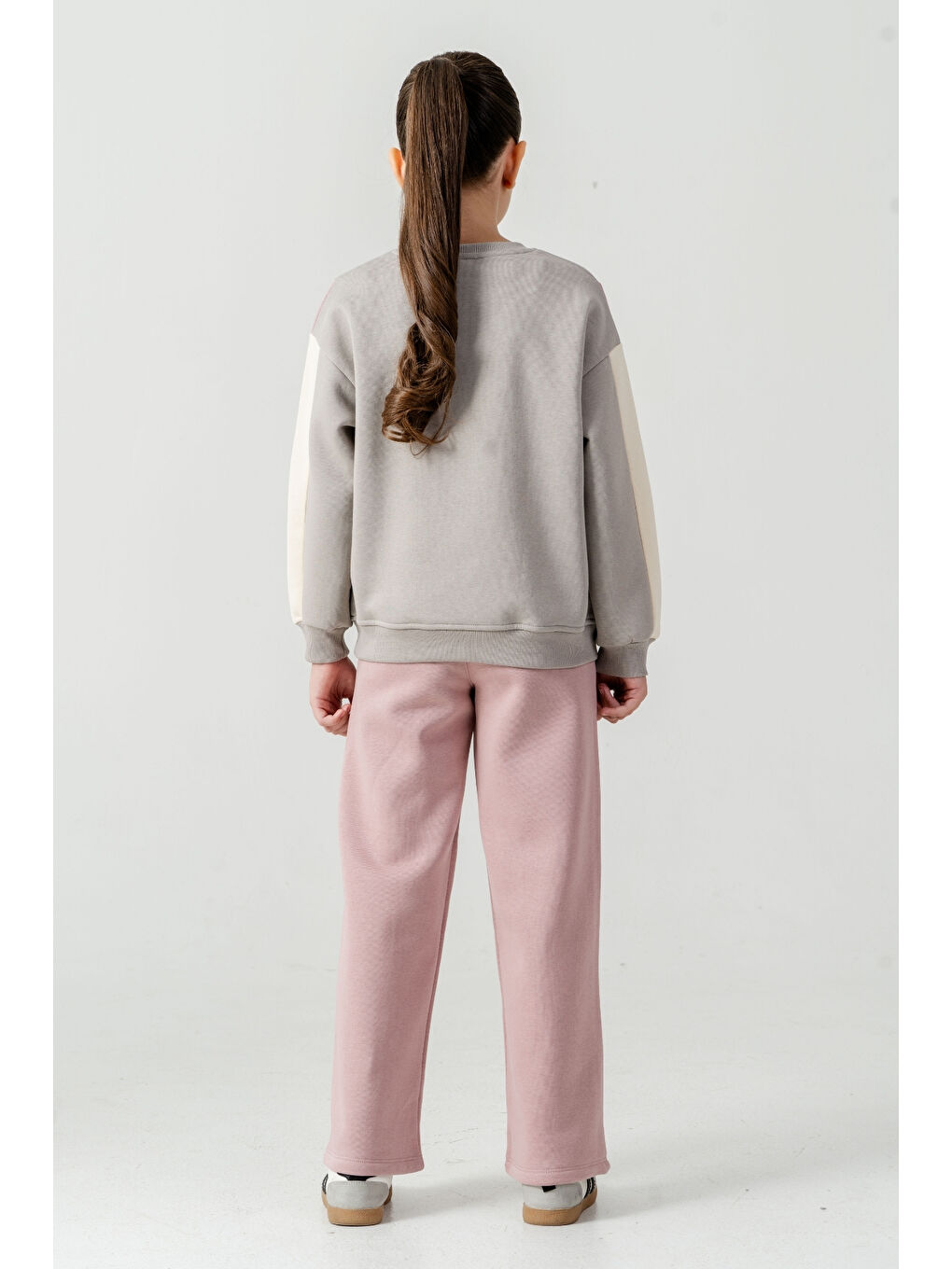 Gri Kız Çocuk Make Your Baskılı 3 İplik Kalın Kışlık Eşofman Takımı Ak4227-4