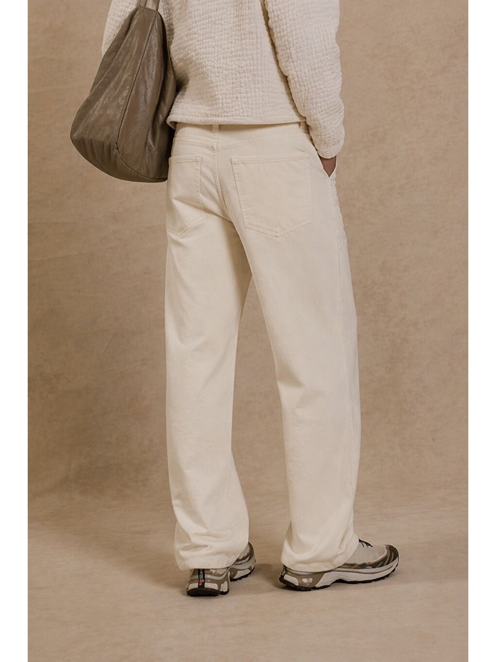 Bej Erkek Geniş Paça Baggy Pantolon-2