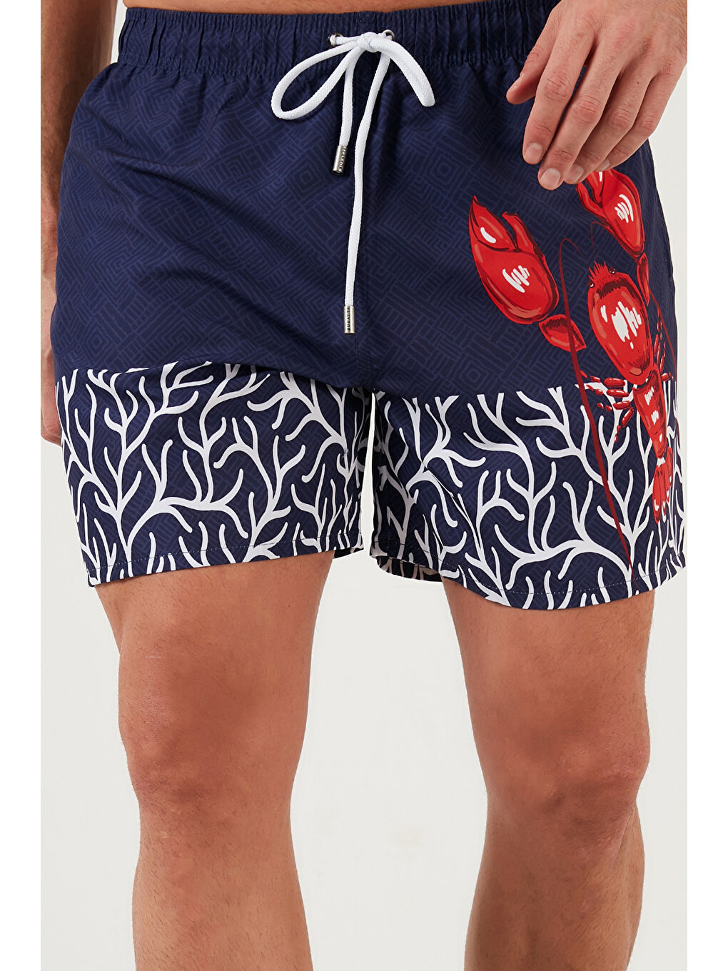 Mavi Belden Bağlamalı Deniz Şortu Cepli Erkek Mayo Short 3800907-5