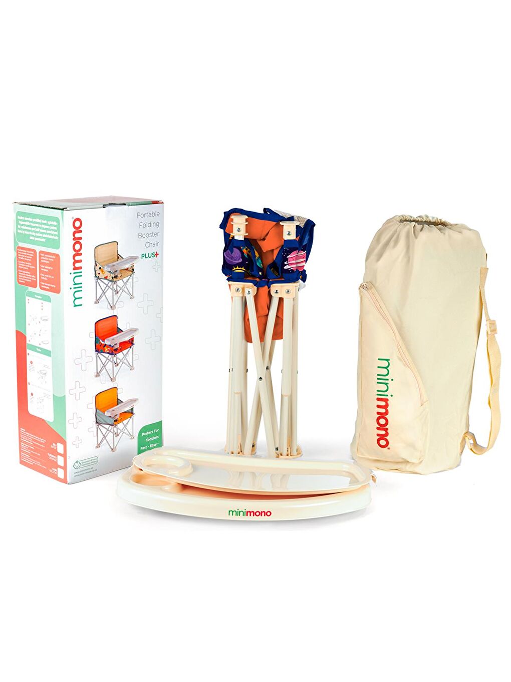 Büyük Boy Katlanır Portatif Mama Sandalyesi - Turuncu Standart-1