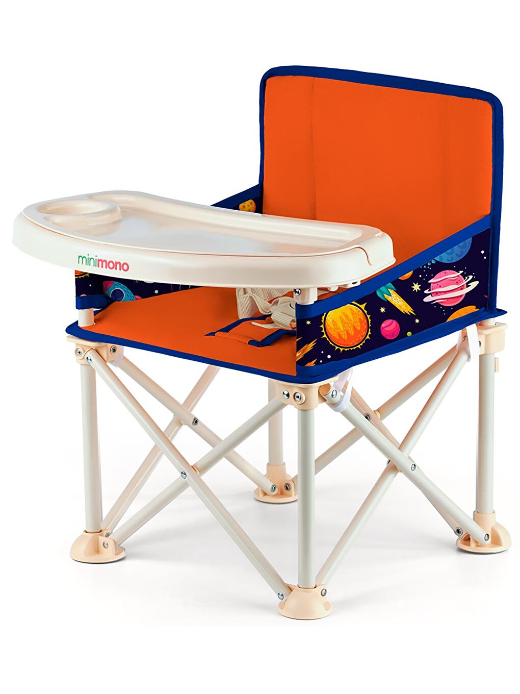 Büyük Boy Katlanır Portatif Mama Sandalyesi - Turuncu Standart-4