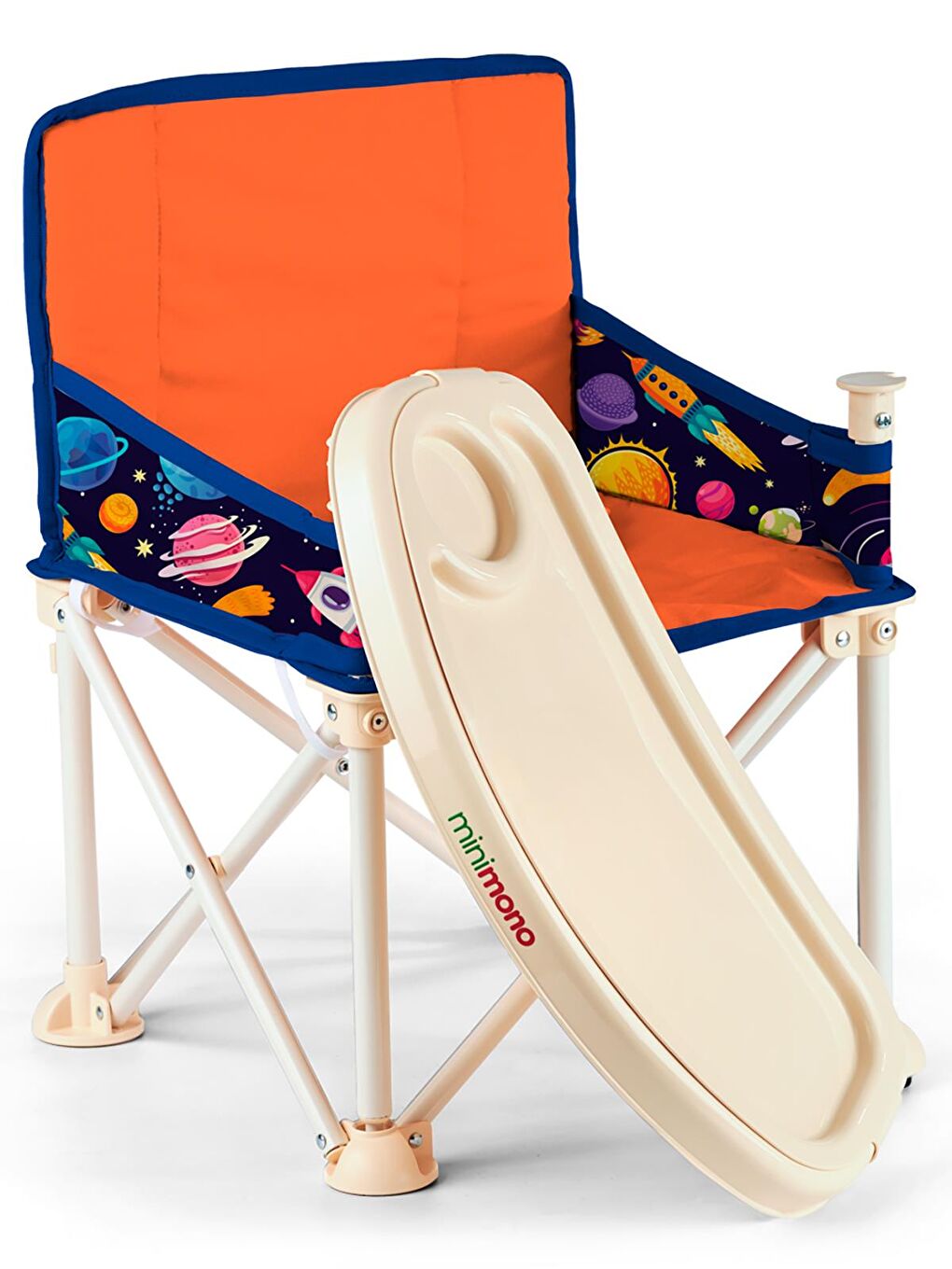 Büyük Boy Katlanır Portatif Mama Sandalyesi - Turuncu Standart-5
