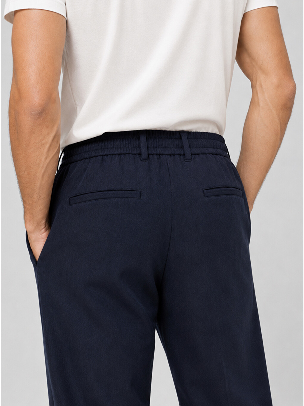 Erkek Lacivert Relax Fit Bağcıklı Baggy Pantolon-4