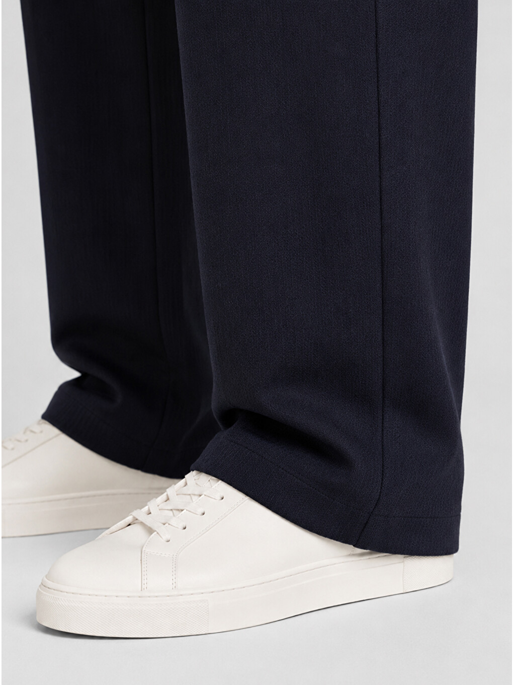 Erkek Lacivert Relax Fit Bağcıklı Baggy Pantolon-5