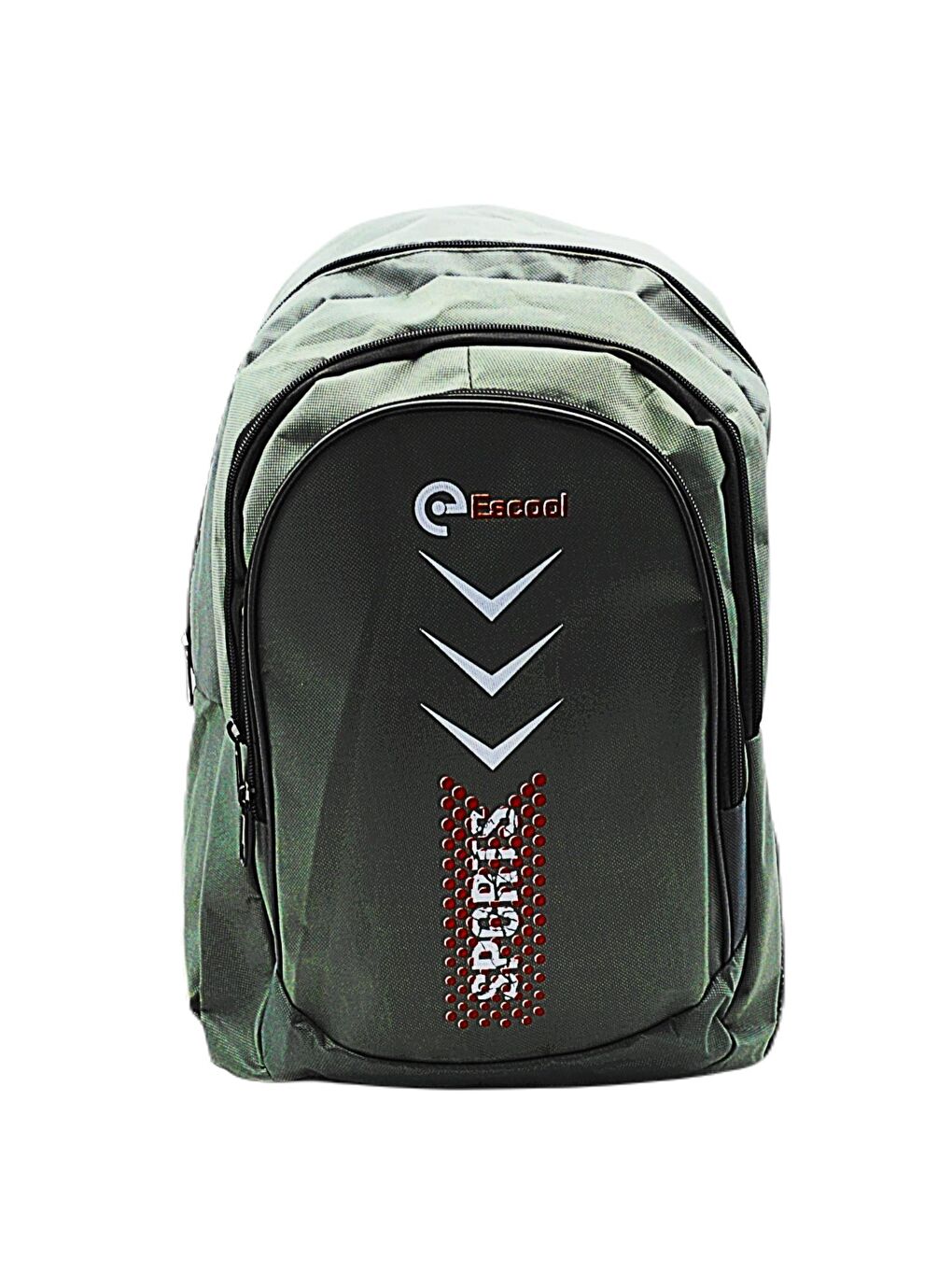 Sport 3 Bölmeli Okul Sırt Çantası Gri Kırmızı Noktalı KOD:701