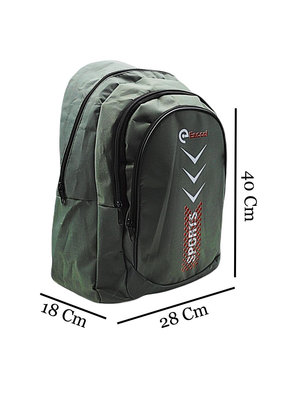 Sport 3 Bölmeli Okul Sırt Çantası Gri Kırmızı Noktalı KOD:701-1