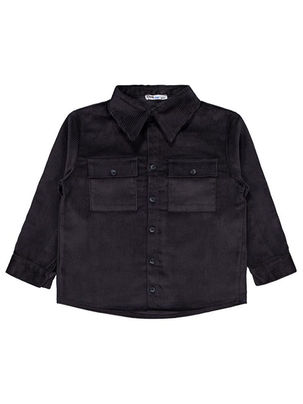 Antrasit Boys Çift Cepli Kadife 6-9 Yaş Gömlek - Gri 6-7 Yaş