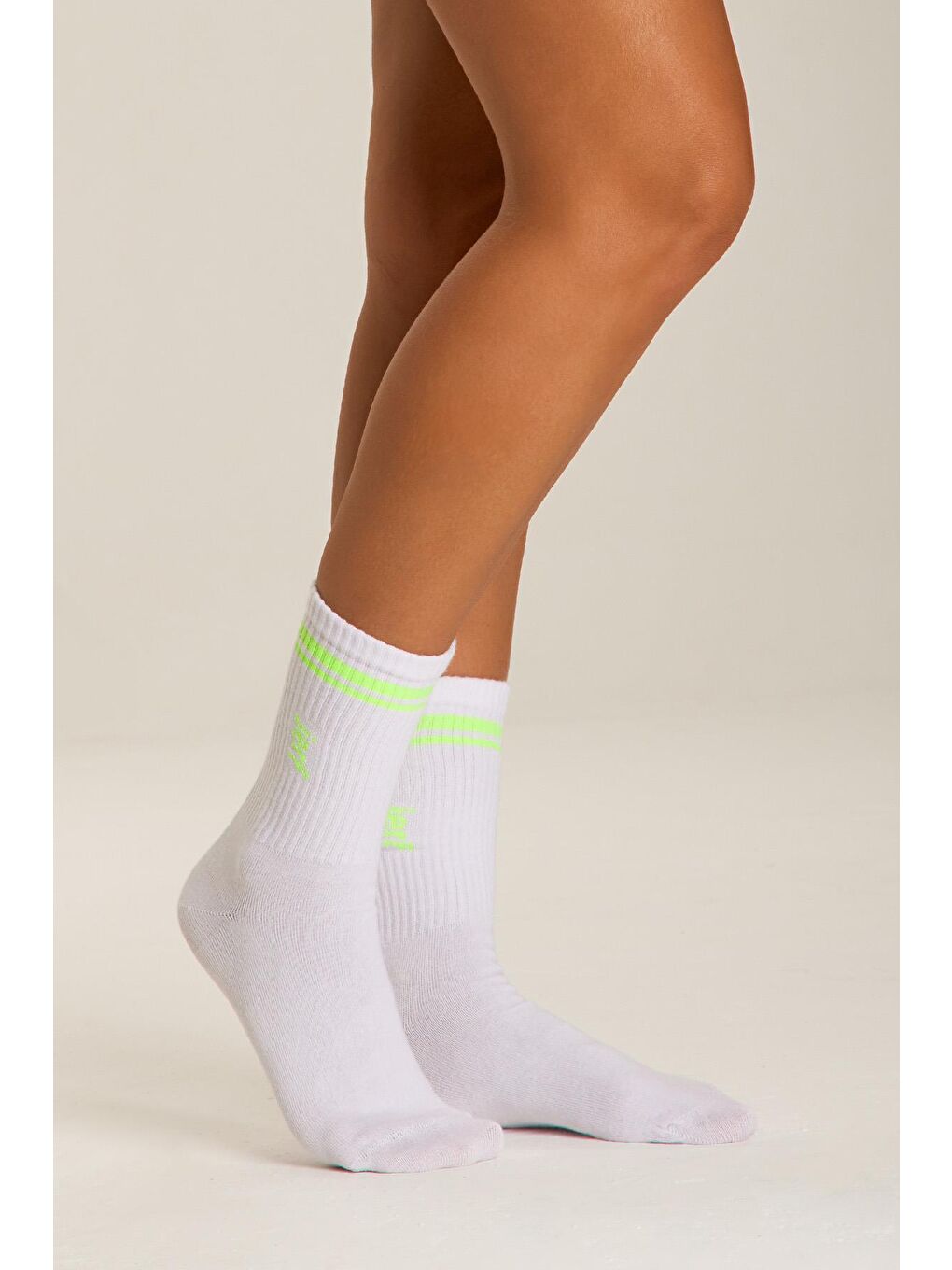 Beyaz Aksesuar, Çorap, Soket Neon Çizgili Pamuk Çorap-1