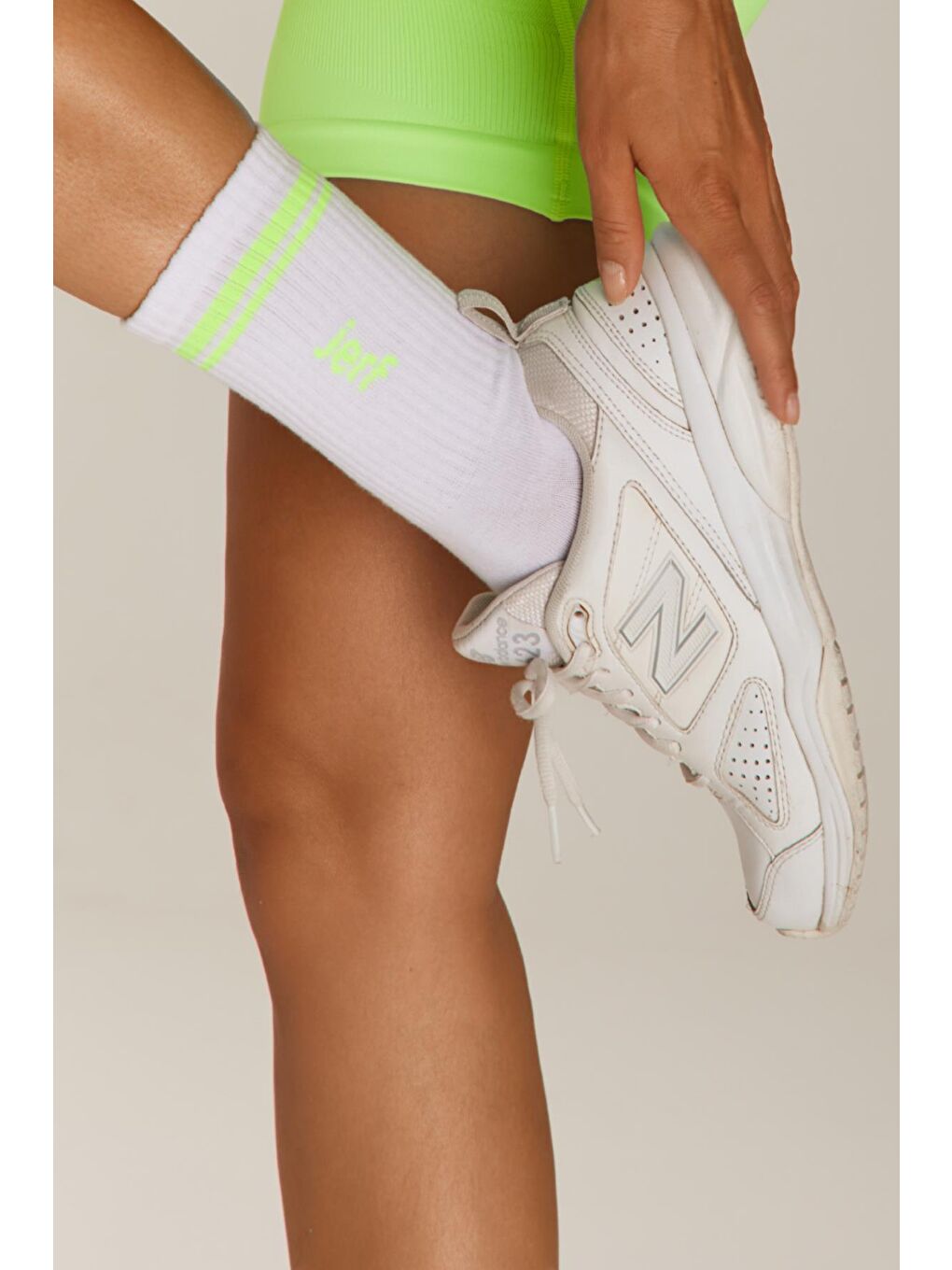 Beyaz Aksesuar, Çorap, Soket Neon Çizgili Pamuk Çorap-3