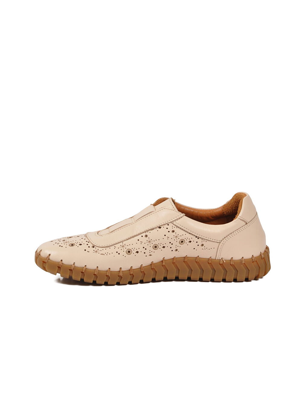 Bej Hakiki Deri Kadın Casual Ayakkabı 2010730Y Z-3