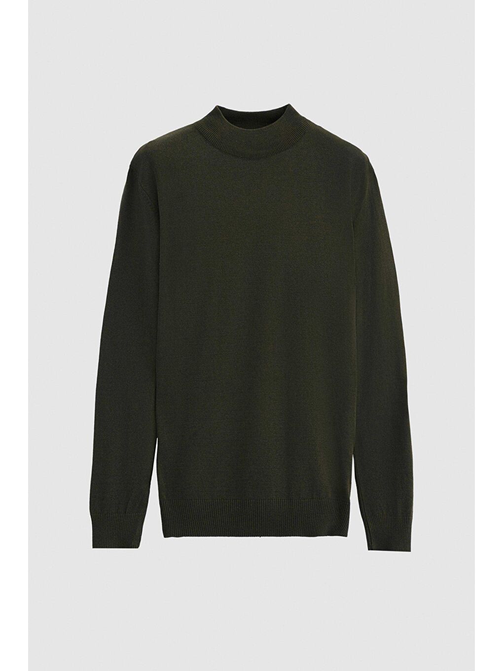 Regular Fit Haki Pamuk Karışımlı Yarım Balıkçı Triko Kazak-4