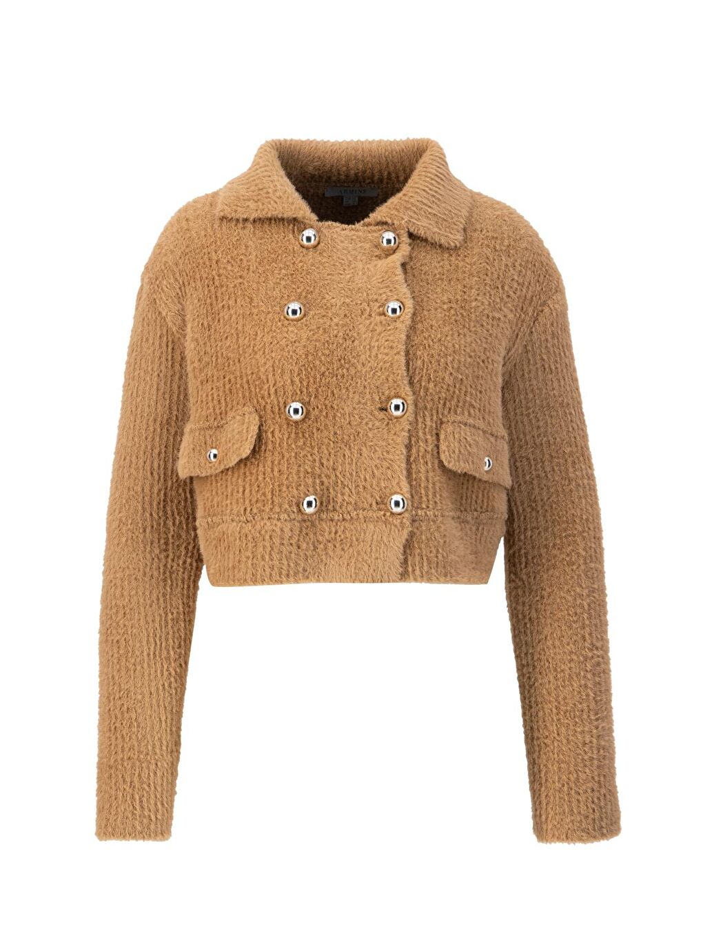 Kahverengi Tüylü Triko Ceket 24K5718 Camel-5