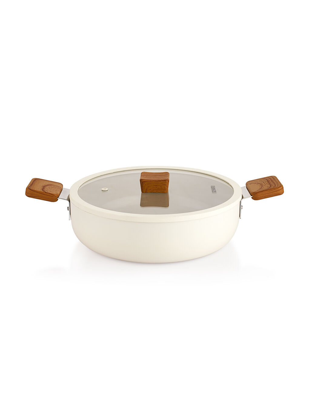 Ekru Ceramoni Seramik Basık Tencere 26 Cm-Krem-2