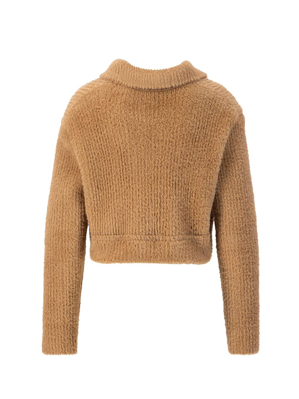 Kahverengi Tüylü Triko Ceket 24K5718 Camel-6