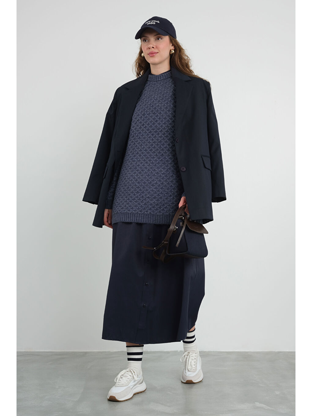 Örümcek Örgülü Kazak Jean Mavi-3