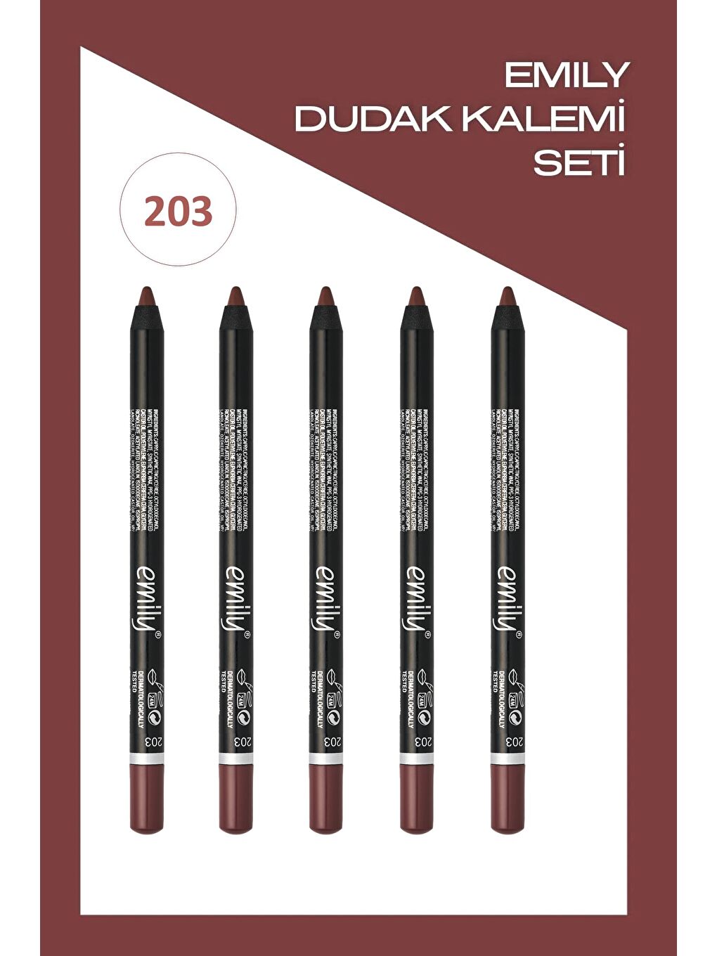 Emily Long Lasting Lip Pencil No: 203 - Dudak Kalemi x5