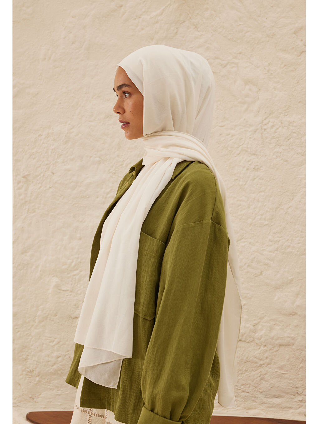 Rami Viskon Şal Beyaz-1