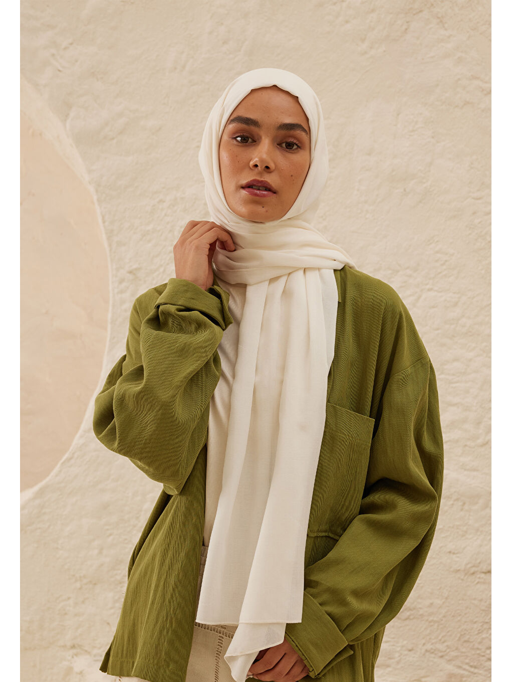 Rami Viskon Şal Beyaz-2