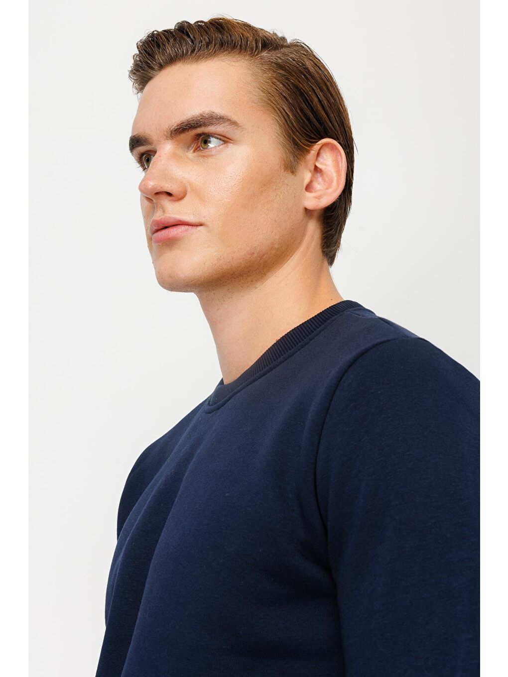 Erkek Lacivert Bisiklet Yaka Sweatshirt-3