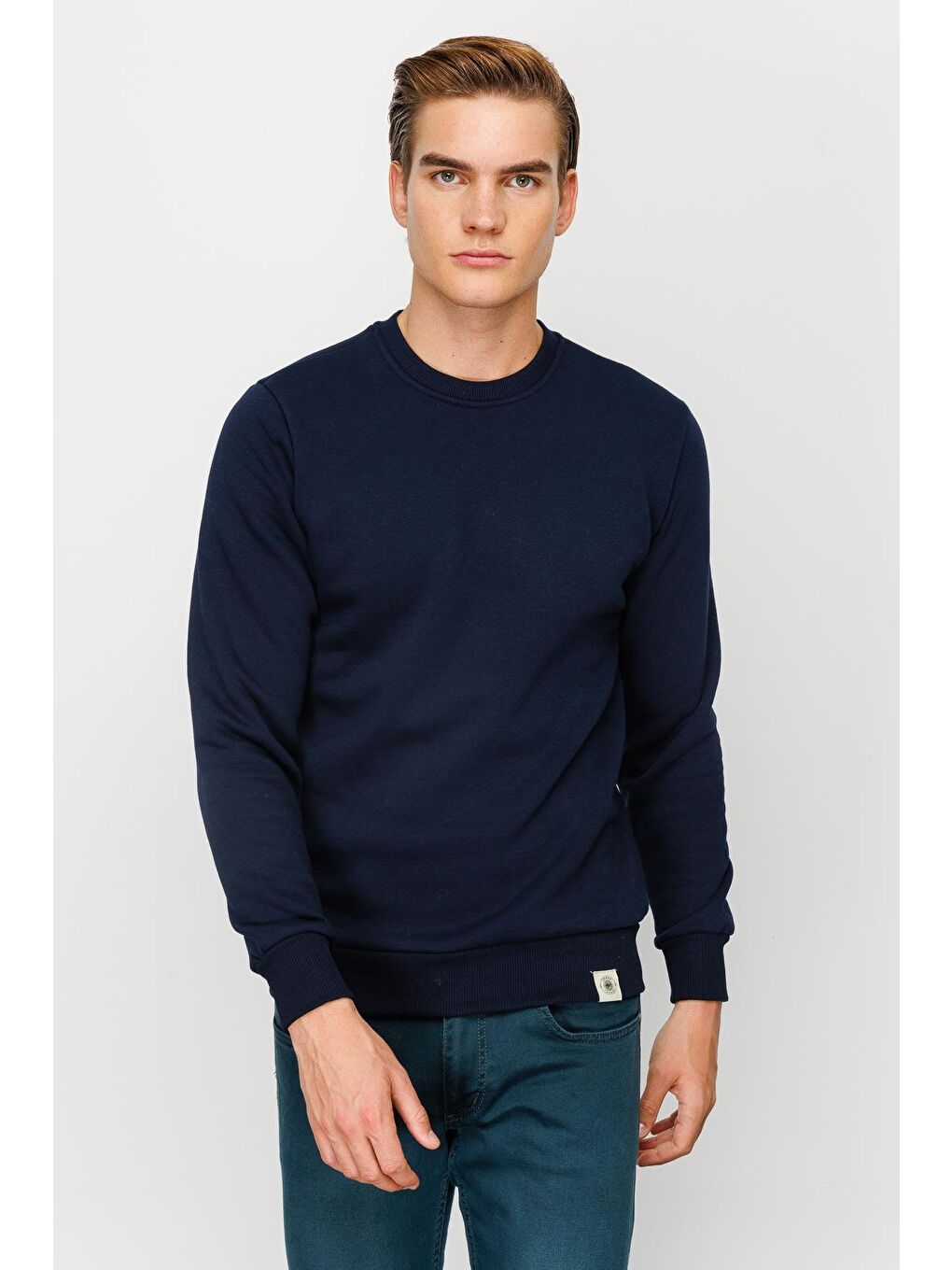 Erkek Lacivert Bisiklet Yaka Sweatshirt-4