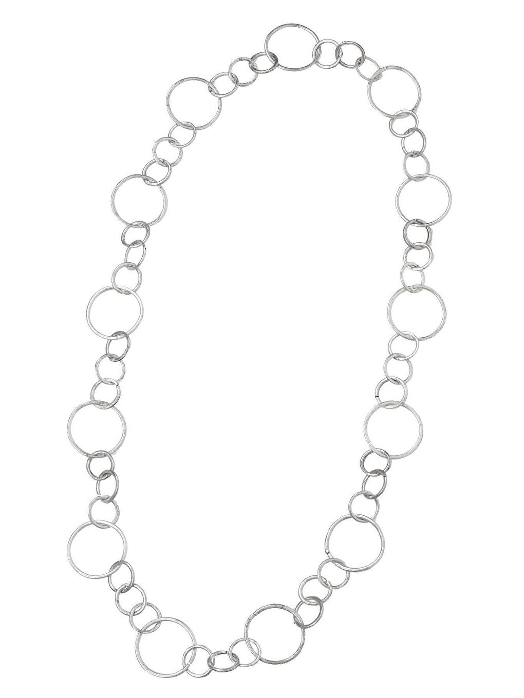 Gri Kadın Antik Gümüş Kaplama Uzun Zincir Halka Kolye