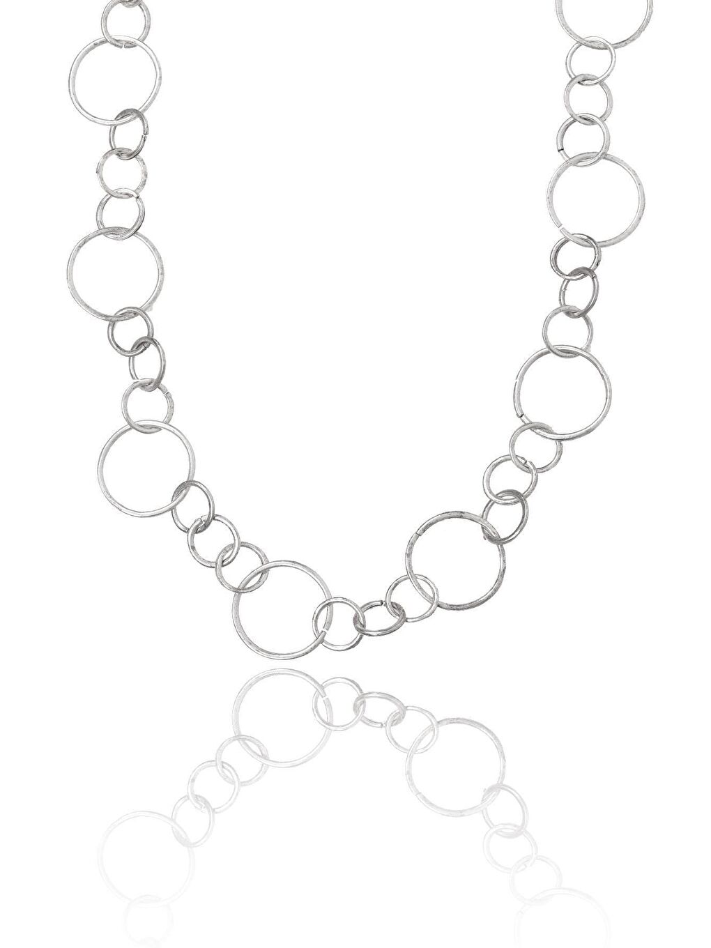 Gri Kadın Antik Gümüş Kaplama Uzun Zincir Halka Kolye-1