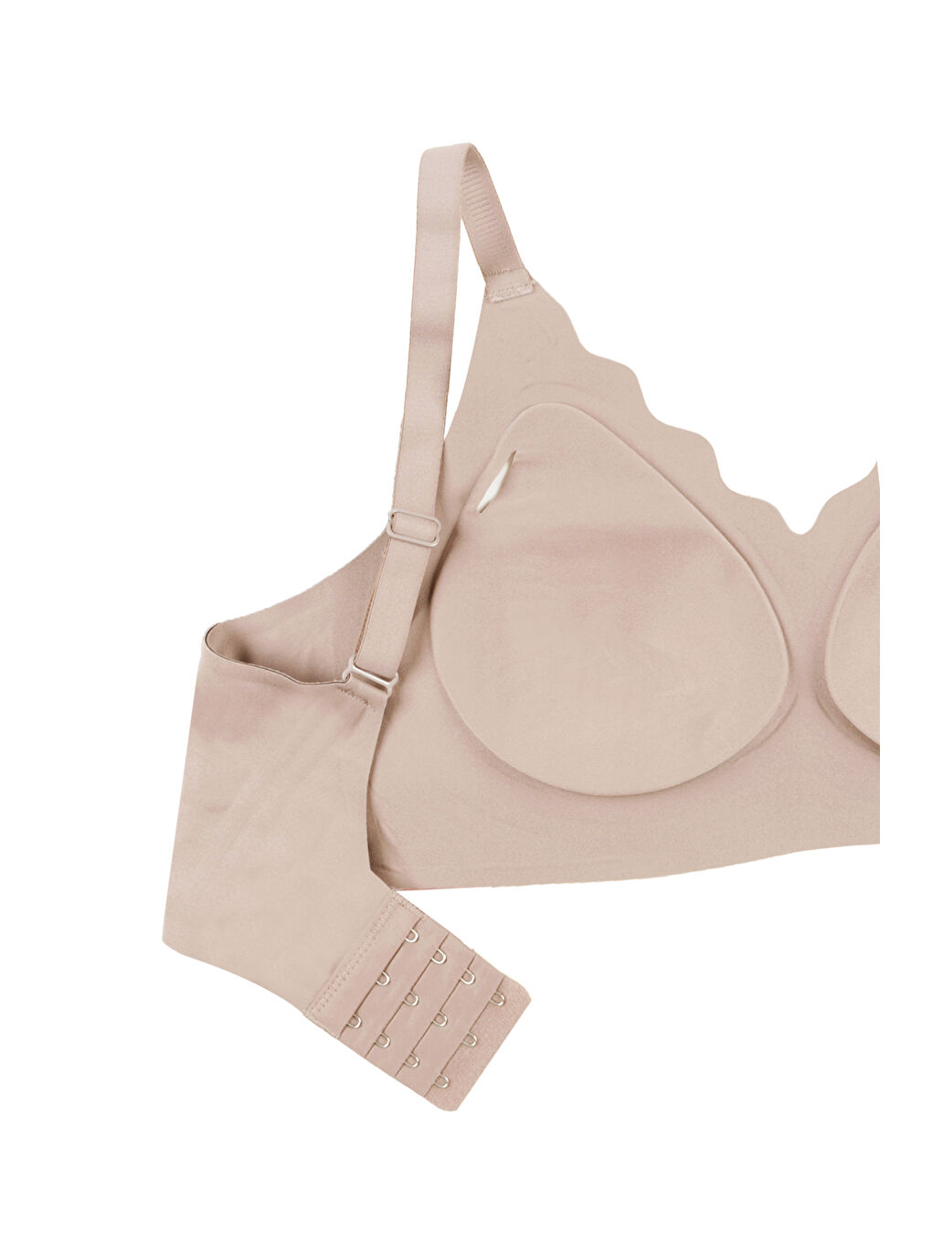 Ekru Kadın Balensiz Lazer Dikişsiz Görünmez Çıkarılabilir Pedli Sütyen-2