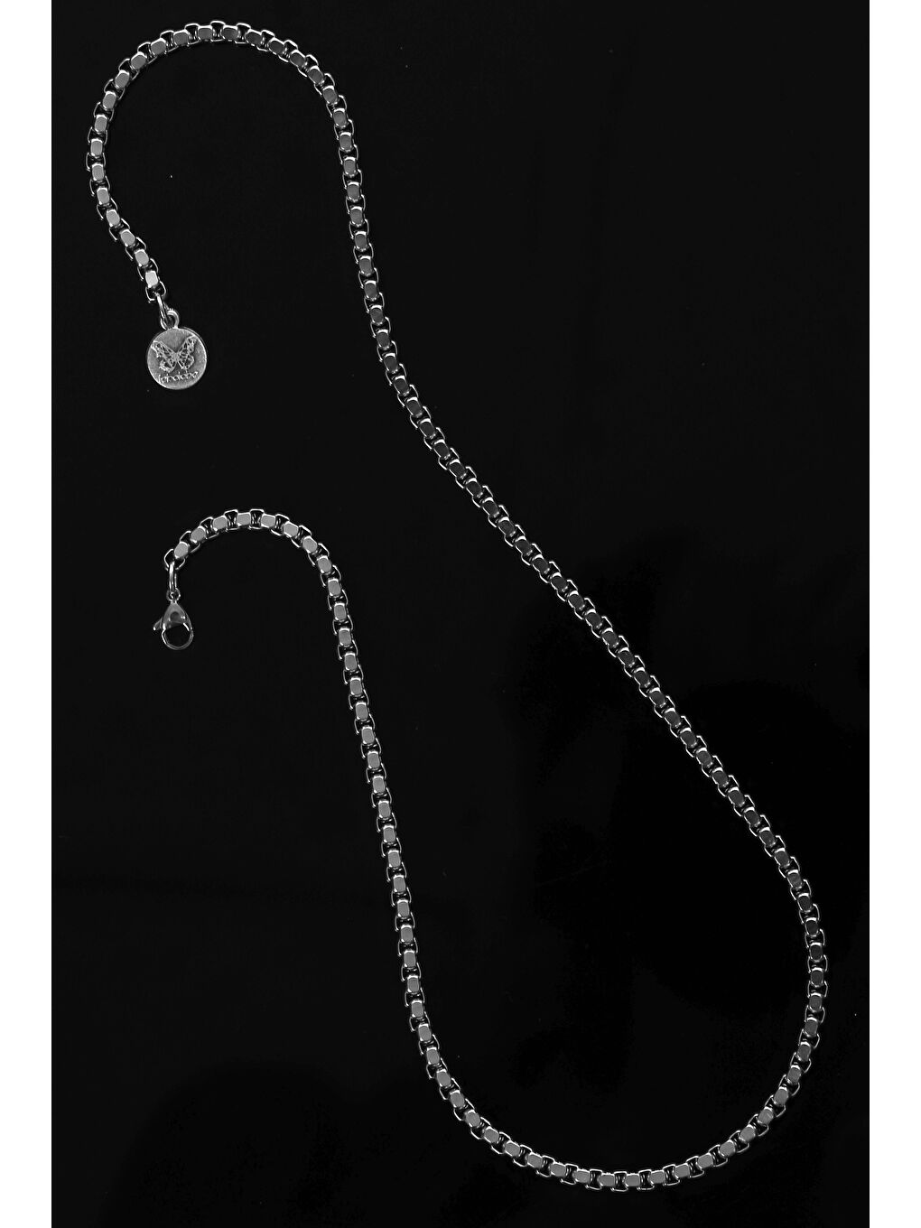 Erkek Gri Örme Model Çelik Zincir Kolye-1