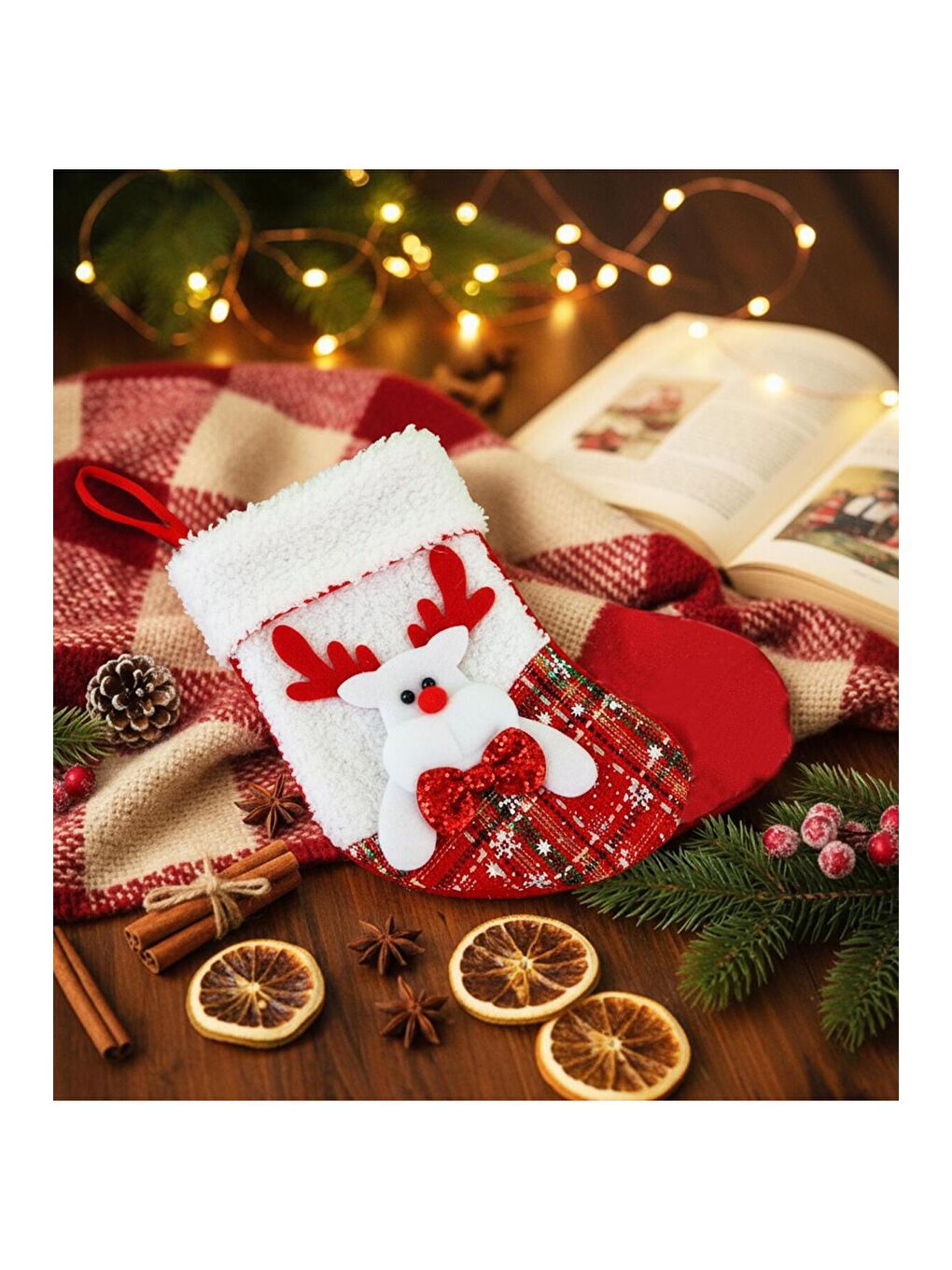 Karışık Yılbaşı Desenli Orta Boy Çorap Yılbaşı Süsü-1