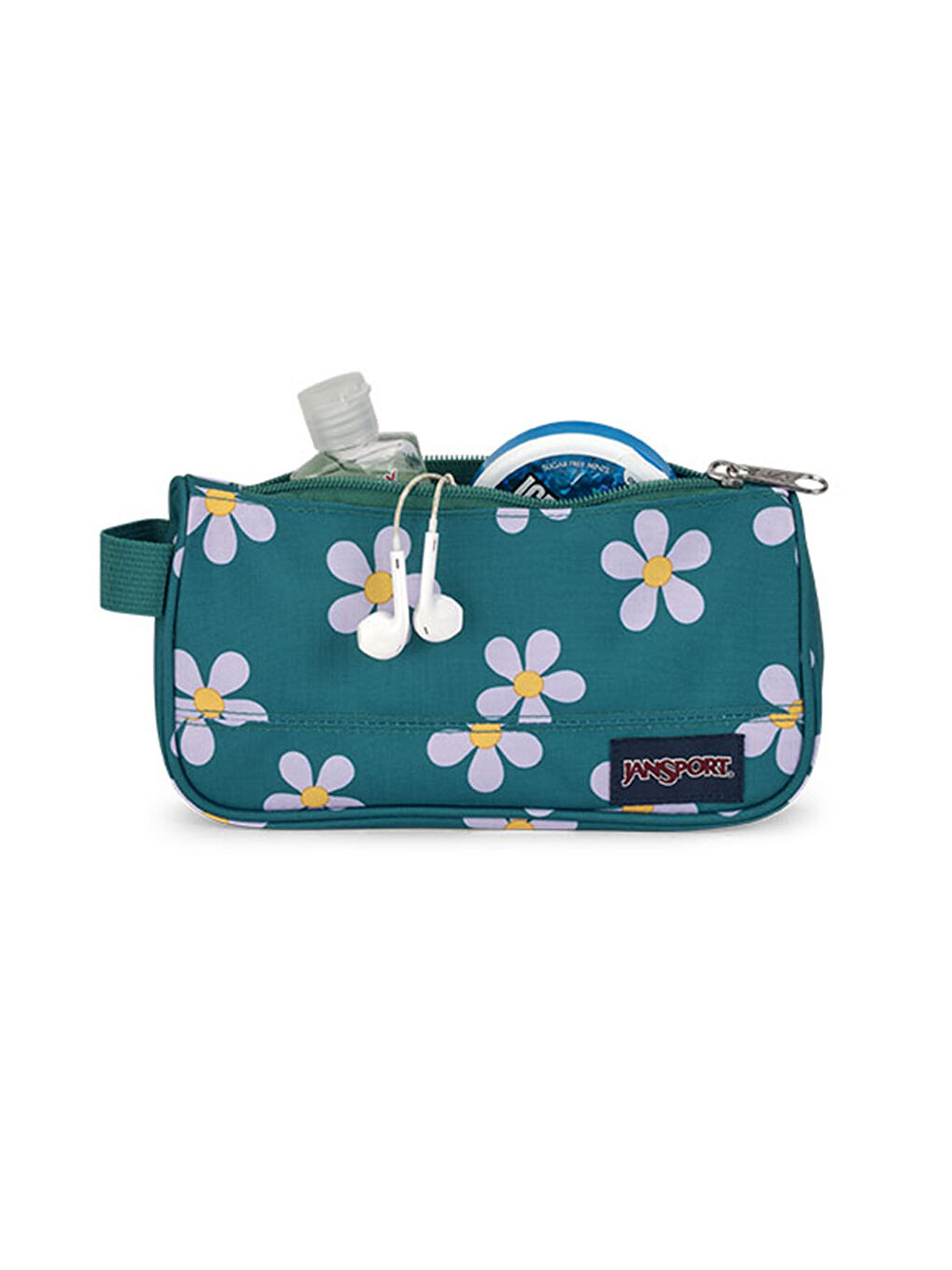 Medium Accessory Pouch Unisex Yeşil / Çiçek desenli Kalem Çantası-2