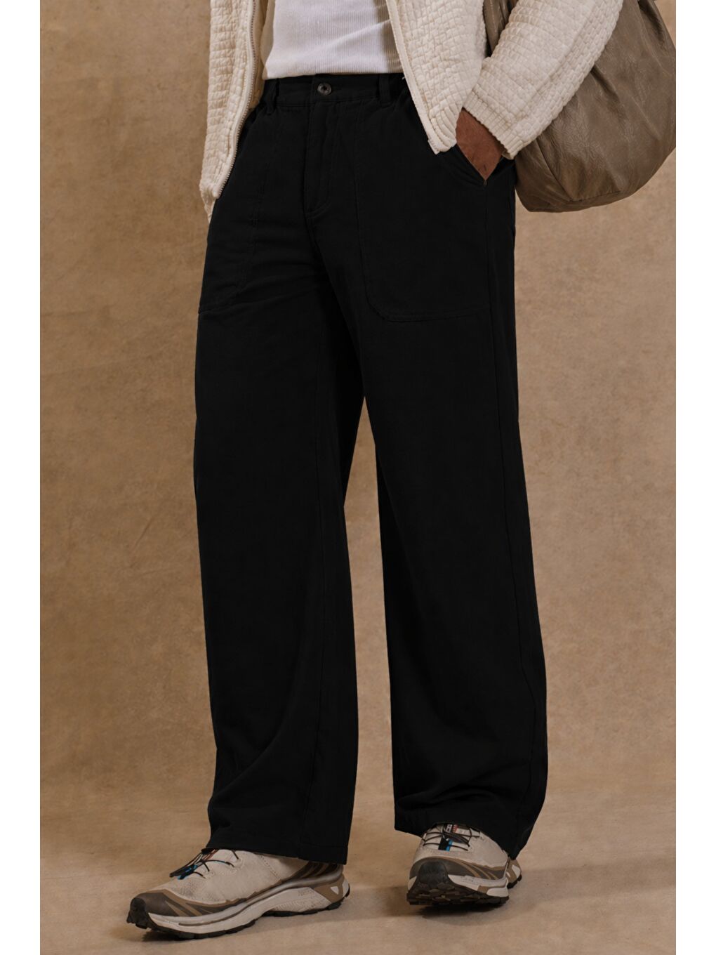 Siyah Erkek Baggy Pantolon Geniş Paça