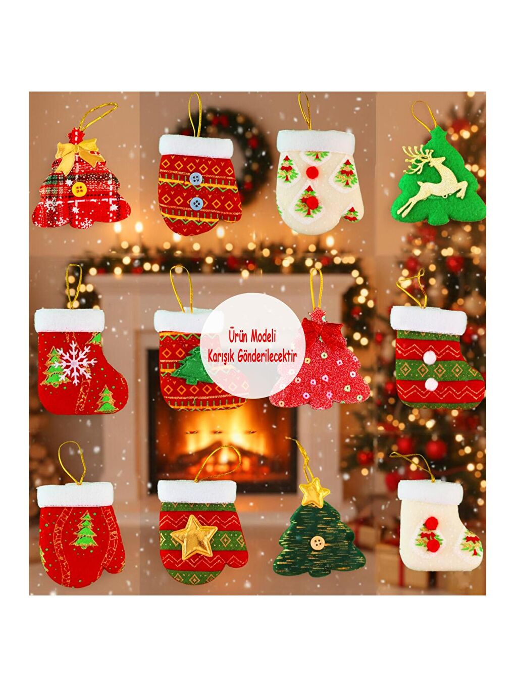 Karışık Yılbaşı Temalı Pelüş Ağaç Süsü-2