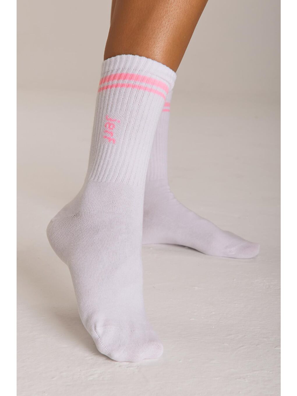 Beyaz Aksesuar, Çorap, Soket Neon Çizgili Pamuk Çorap-1