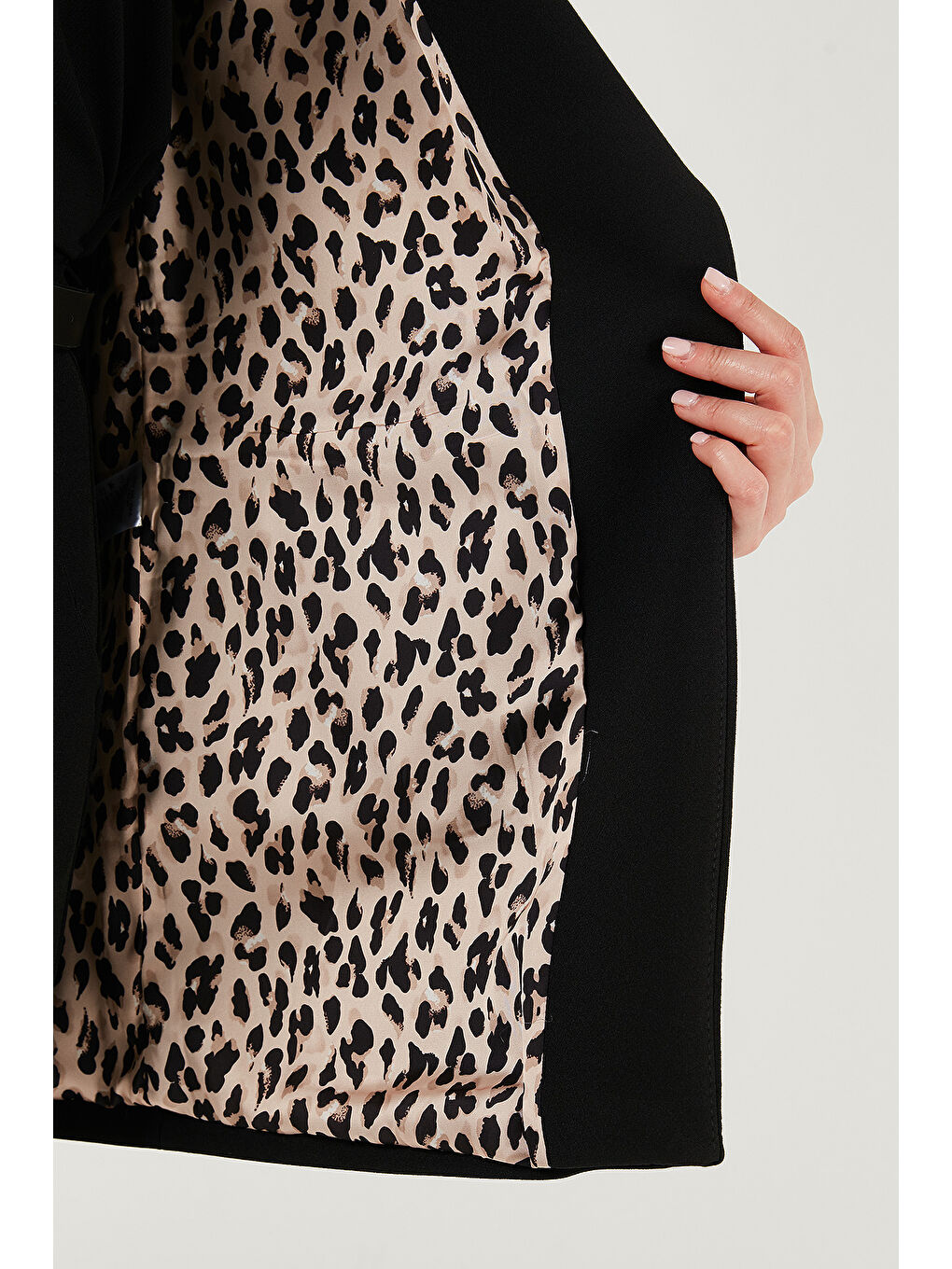 Siyah Regular Fit Klasik Yaka Desenli Astar Detaylı Blazer Ceket 6839227-5