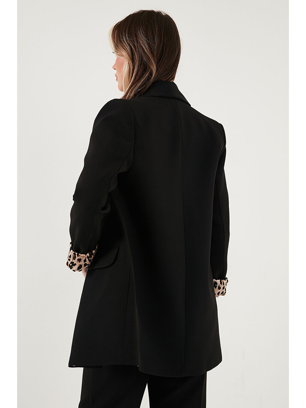 Siyah Regular Fit Klasik Yaka Desenli Astar Detaylı Blazer Ceket 6839227-6