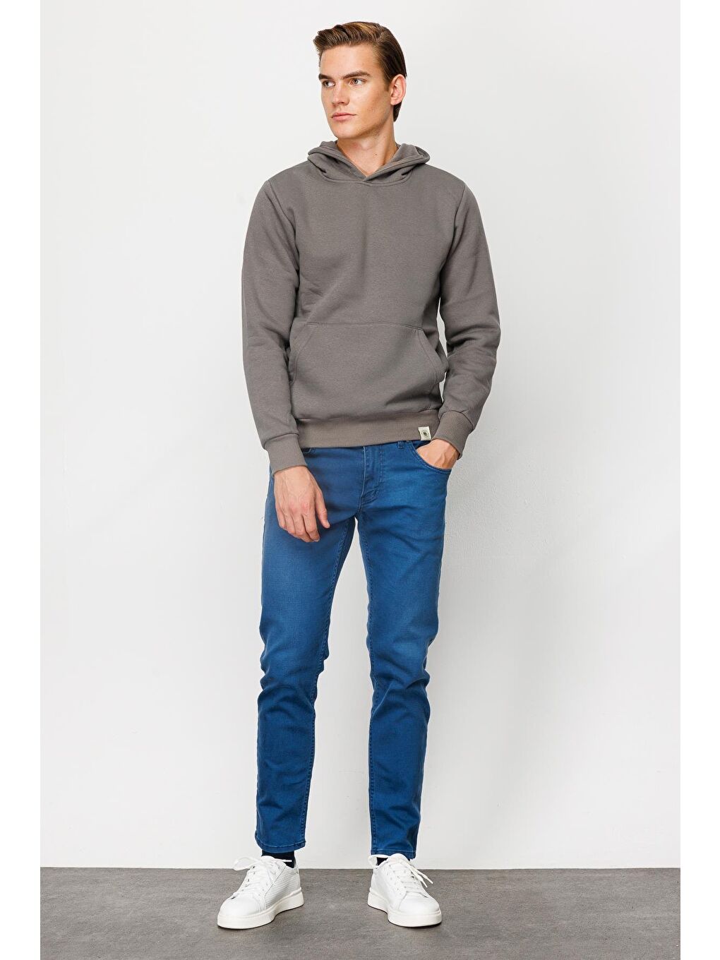 Erkek K.Gri Kapüşonlu Sweatshirt-2