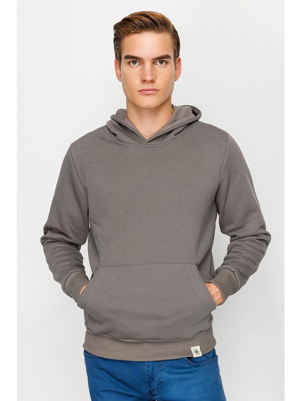 Erkek K.Gri Kapüşonlu Sweatshirt-4